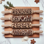 Handmade Wooden Embossed Christmas Rolling Pin Set — Select Your Style & Size