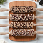 Handmade Wooden Embossed Christmas Rolling Pin Set — Select Your Style & Size
