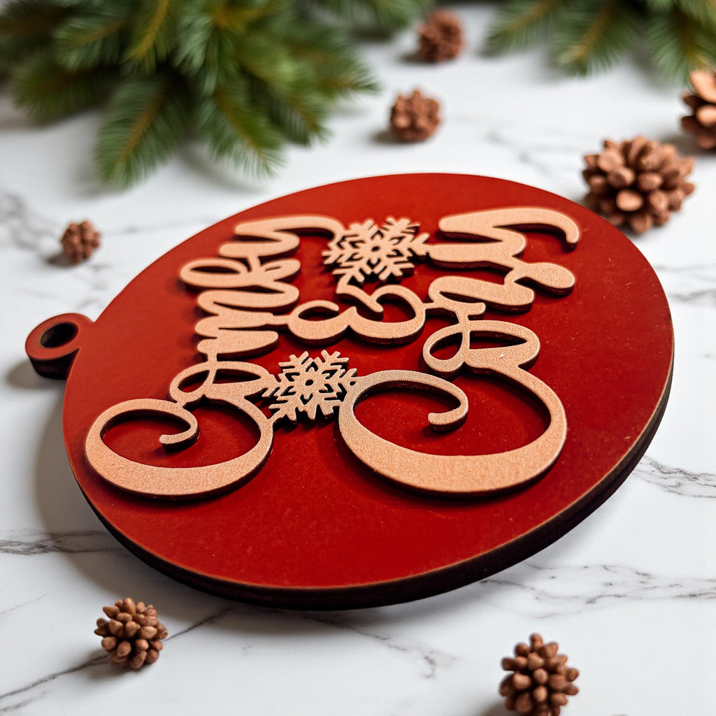 Wooden "Comfy & Cozy" Christmas Ornament — Select Your Color