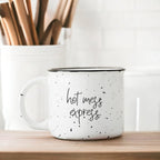 Limited Edition "Hot Mess Express" Black Rim Campfire Style Mug