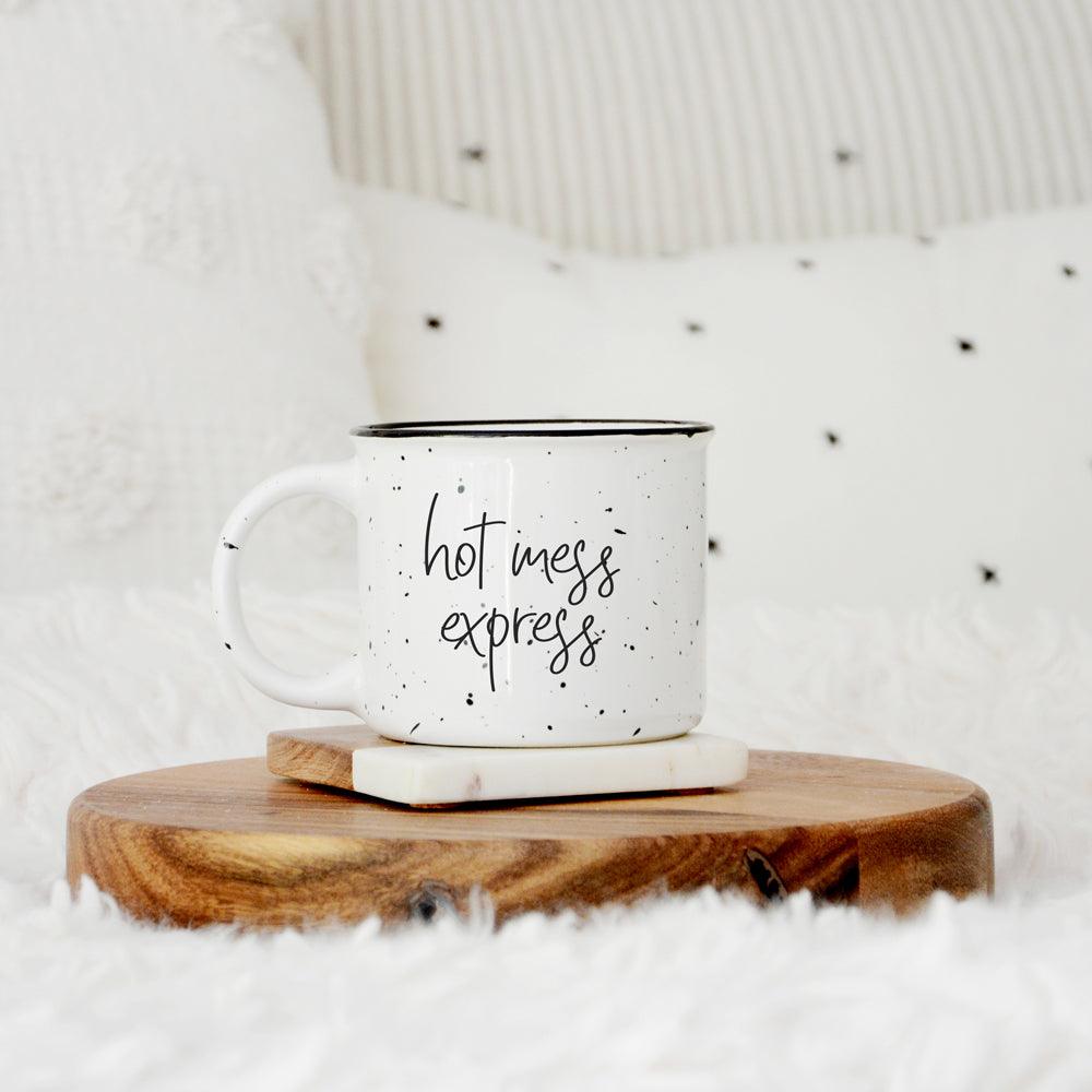 Limited Edition "Hot Mess Express" Black Rim Campfire Style Mug