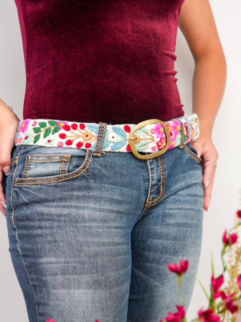 Wildberry Embroidered Wide Belt — Select Your Color