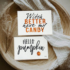 Handmade Wooden "Hello Pumpkin" Block Sign
