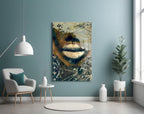 Golden Lips Botanical Collage Glass Wall Art