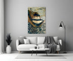 Golden Lips Botanical Collage Glass Wall Art