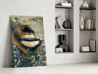 Golden Lips Botanical Collage Glass Wall Art