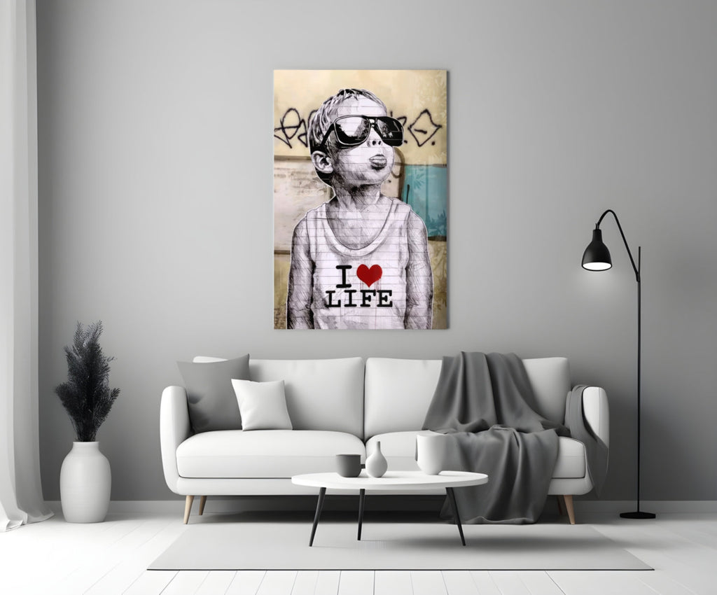 I Love Life Glass Wall Art