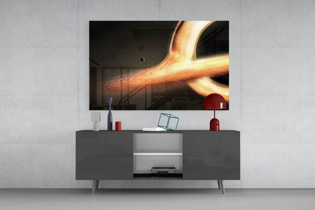 Golden Black Hole Glass Wall Art