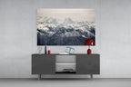 Snowy Mountains Glass Wall Art