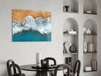 Aerial Golden Shore Waves Glass Wall Art