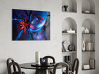 Neon Blue Orange Flower Woman Glass Wall Art