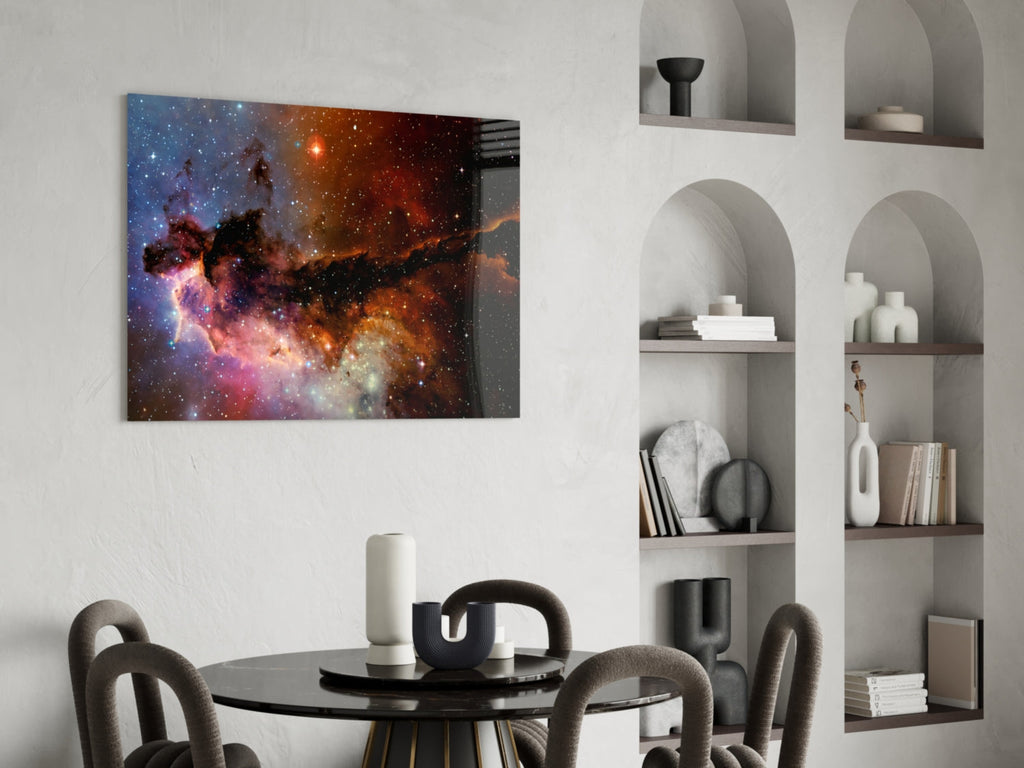 Rust Orange Nebula Dust Star Field Glass Wall Art