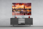 Stockholm Fiery Orange Sunset Old Town Glass Wall Art