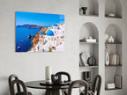 Blue Dome Church Caldera Santorini Glass Wall Art