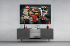 Assorted Nuts and Pistachios Dark Table Glass Wall Art