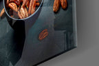 Assorted Nuts and Pistachios Dark Table Glass Wall Art