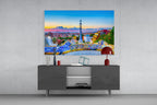 Mosaic Terrace Barcelona Sunset Skyline Glass Wall Art