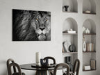 Amber Gaze Monochrome Lion Glass Wall Art