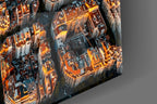 Golden Hour Aerial Barcelona City Grid Glass Wall Art