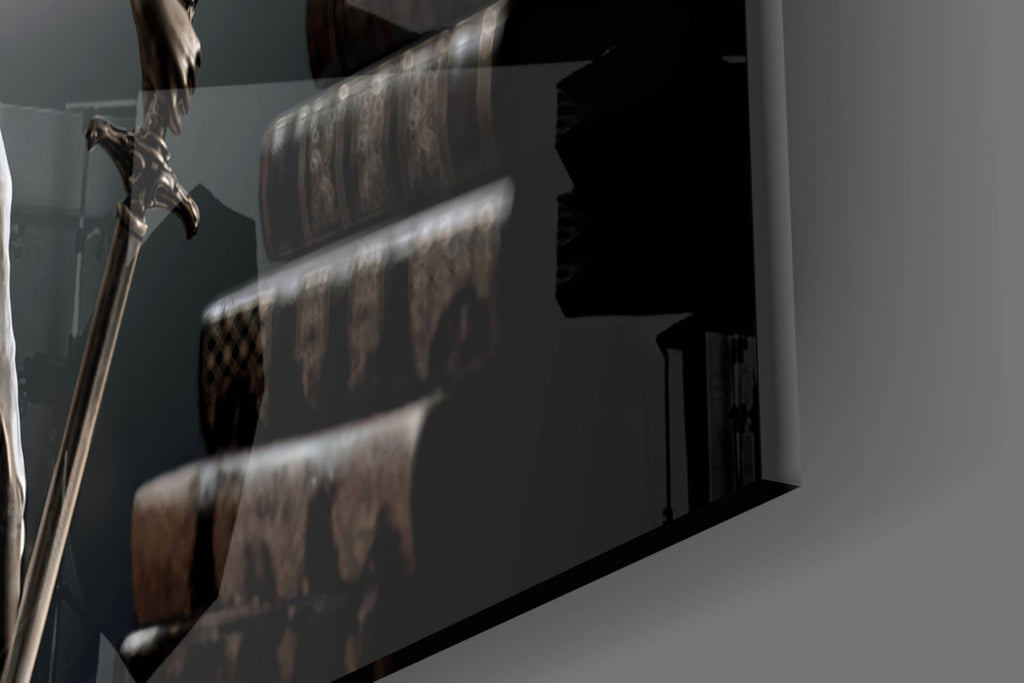 Law Book Tunnel Lady Justice Statue Glass Wall Art