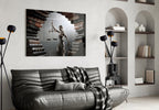 Law Book Tunnel Lady Justice Statue Glass Wall Art