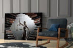 Law Book Tunnel Lady Justice Statue Glass Wall Art