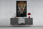 Turquoise Eyed Leopard Glass Wall Art