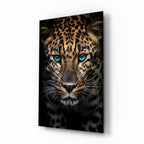 Turquoise Eyed Leopard Glass Wall Art