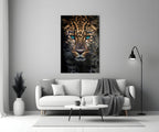 Turquoise Eyed Leopard Glass Wall Art