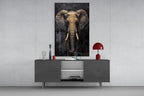 Gold Leaf Elephant Head Black Glass Wall Art