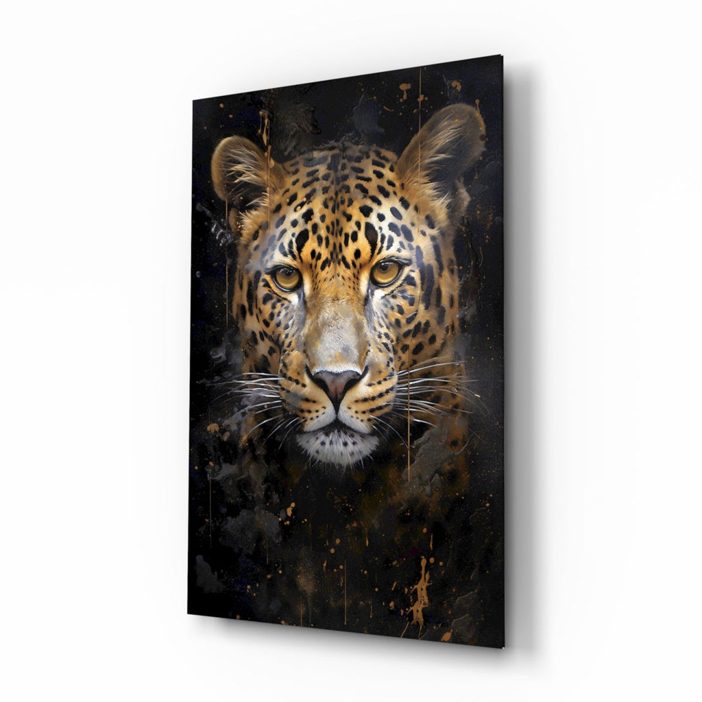 Gold Splatter Leopard Glass Wall Art