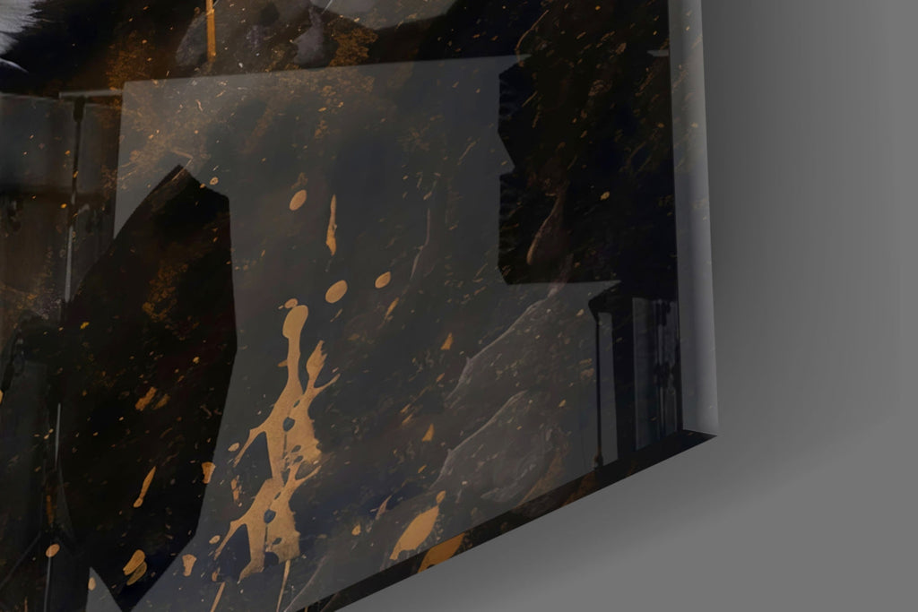 Gold Splatter Leopard Glass Wall Art