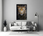 Gold Splatter Leopard Glass Wall Art