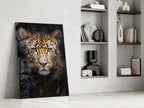 Gold Splatter Leopard Glass Wall Art