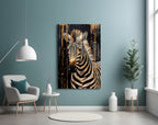 Gilded Front Zebra Glass Wall Art