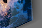 Smiling Dolphin Blue Splash Glass Wall Art